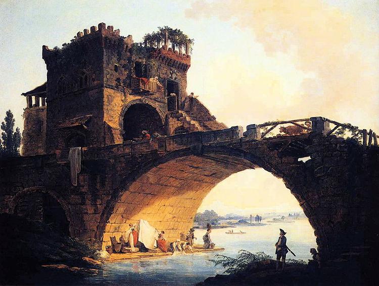 Hubert Robert The Old Bridge oil painting image